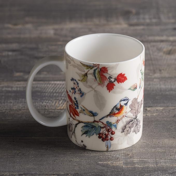 Maison d' Hermine Coffee Mug with Handles Tea Cups (12 Ounce, Pack of 1) | Fine Bone China Coffee Mugs for Hot Beverages Cappuccino Latte Home Restaurant Spring Summer -Equinoxe - Beige - Passerine