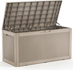 EasyUp 100 Gallon Deck Boxes Waterproof, Outdoor Large Storage Boxes with Lids, Outside Resin Storage Box & Deck Boxes for Patio, Garden Use(Gray)