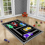Car Rug Race Car Rug Car Track Rugs for Boys Race Track Carpet Race Car Track Rug Car Rug for Boys Room Car Rug Play Mat Car Carpet for Kids Rugs for Boys Bedroom,Black 3'×4'