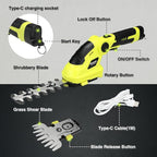 KITLUCK 8V Cordless 2-in-1 Grass Shear & Hedge Trimmer,Handheld Electric Grass Trimmer Hedge Shears/Grass Cutter Rechargeable,2000mAh Battery for Yard, Garden, Lawn Care