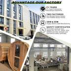 Outdoor Barrel Sauna, 6 Person Wood Steam Saunas Room with Porch, 6kw Toule Electric Heater with Sauna Stone, Canadian Cedar, Roof, 94.48”*70.86“*70.86“ (Cedar)