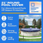 Winter Pool Cover 21 ft Round for Above Ground | Extra Thick & Durable Above-Ground Pool Cover | Sapphire Series of Premium Cold- and UV-Resistant Pool Cover | by Yankee Pool Pillow