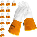 BEETRO Working Gloves 12 Pairs, Tig Welding Cowhide Split Leather, Heat/Fire Resistant BBQ/Warehouse/Heavy Duty/Animal Handling Glove, Extremely Soft and Flexible