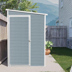 LANTRO JS Storage Sheds Outdoor with Floor, Plastic Shed, 4x8FT Lean to Shed with Two Windows, Lockable Doors for Garden Tools