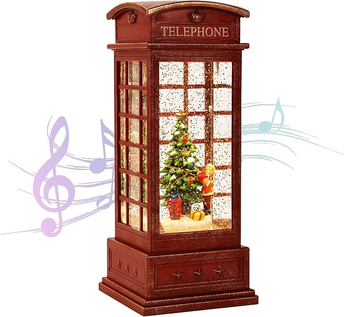 House & Garden Decoration,Christmas Lantern with 8 Pieces of Music,Sparkling Crystal Keep Circling Around The Snowman Families Music Box as a (Christmas Child)