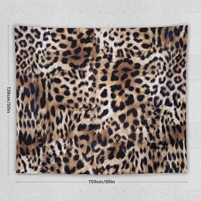 HZOHNAGO Leopard Print Tapestry Nature Wildlife Vintage Cheetah Fur Spot Animal Skin Wild Animals Spots Printed Wall Tapestry Painting Wall Hanging for Bedroom Living Room Dorm 60" W x 50" H