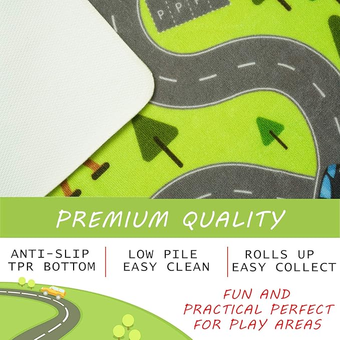 HOMORE Kids Play Mat Rug, Fun and Educational City Play Rug for Hot Wheels Track Racing and Toys, Kids Carpet Playmat Area Rug for Children Bedroom Play Room Nursery, 3x5 Feet