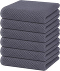 Homaxy 100% Cotton Waffle Weave Kitchen Dish Towels 6-Pack, Dark Grey | 13 x 28 Inches, Ultra Soft Absorbent Dish Towels, Quick Drying Cleaning Towels