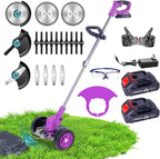 Weed Wacker Cordless Adjustable Weed Eaters 3 in 1 Electric String Trimmer Lawn with Two Battery with Charger Comes with Multiple Blades for Yard,Green,Garden(Purple)