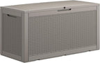 Outdoor Storage Box, Resin Deck Boxes Indoor and outdoor, Waterproof Storage Box Lockable Lid (Grey, 100 Gallon)