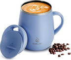 Ideus 16 oz Insulated Coffee Mug with Handle and Lid, Double Wall Stainless Steel Vacuum Thermal Coffee Mug, Travel Coffee Cup Thermal Cup for Home and Office, Ocean Blue 2.0