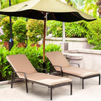 Pamapic 8512 Pieces, Chaise Thickened Cushion, PE Rattan Steel Frame Pool Lounge Chair Set for Patio Backyard Porch Garden Poolside, 2 PCS, Beige