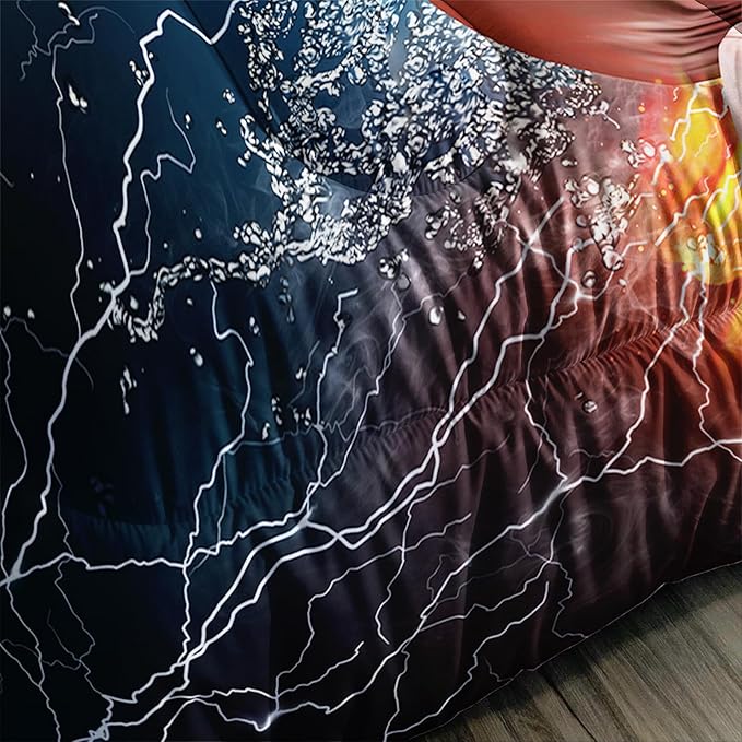 Axolotl Boxing Bedding Set Queen,Sports Theme Comforter Set Boxing Gloves Pattern Bedding Set,Red Blue Cool Lightning Comforter Pugilism Games Bedding Set For Kids Boys Teens Men,1 Quilt 2 Pillowcases