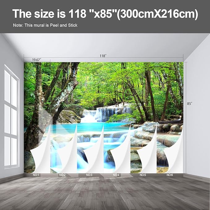 Forest Landscape Wall murals Woodland Tree Peel and Stick Wallpaper for Bedroom Living Room - 85"x118"