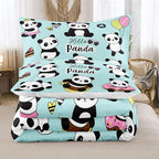 Bodhi Cartoon Cute Panda Comforter Set Full for Boys Kids Girls Teens Soft Microfiber Animal Theme Panda Bedding Set Full Size 3D Panda Comforter Set 1 Comforter+2 Pillow Shams #4007