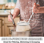 Anaeat Stainless Steel Fat Skimmer Spoon - Set of 3 Professional Kitchen Fine Mesh Food Strainer and Hot Pot Skimmer with Long Handle for Skimming, Cooking, Frying, Grease, Gravy and Foam (3"+4"+4.7")