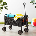 Amazon Basics Collapsible Folding Heavy Duty Utility Wagon for Outdoor Sports, 265 pounds Weight Capacity, Camping, Garden, and Shopping, 27.6 x 40.9 x 20 inches, Black