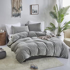 Wellboo Grey Velvet Comforter Sets Queen Size Women Men Solid Gray Fluffy Bedding Comforters Modern Dark Grey Plush Aesthetic Quilts Plain Gray Shaggy Dorm Blankets Minimalist Flannel Thick Sherpa Bed