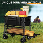 Foldable 50''L Extra Long Double Decker Wagon for Sport, 400L Collapsible Heavy Duty Wagon Cart with Big Wheels, Utility All-Terrain Large Extender Cart for Outdoors