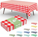 4 Packs Buffalo Disposable Table Cloth, 54 x 156 Inch Waterproof Plastic Tablecloth, Rectangle Red and White Checkered Table Covers for Picnic, Birthday, Party, Back to School