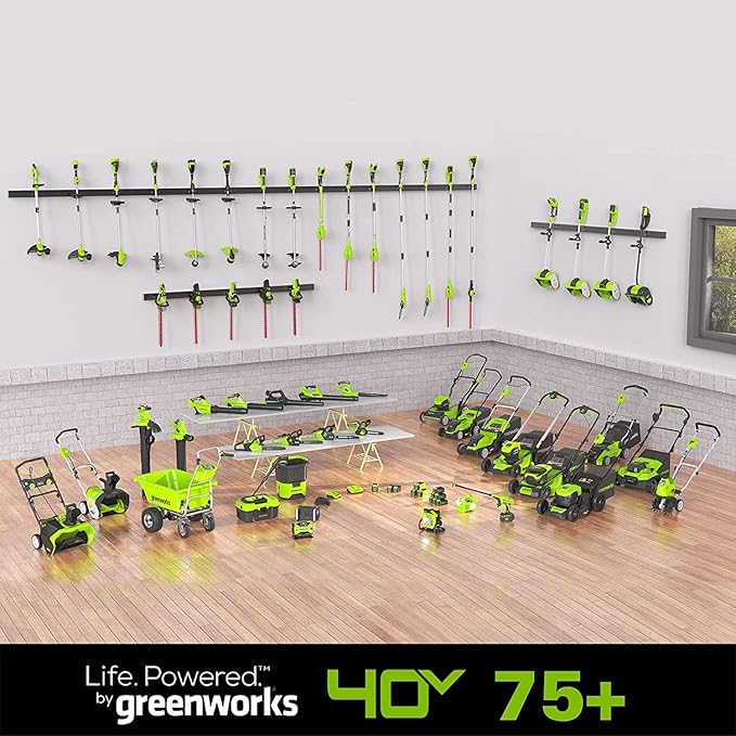 Greenworks 40V 20" Cordless Lawn Mower (Push), Axial Leaf Blower (500 CFM / 120 MPH),12" String Trimmer with 2 Batteries(5Ah+2Ah) and Chargers