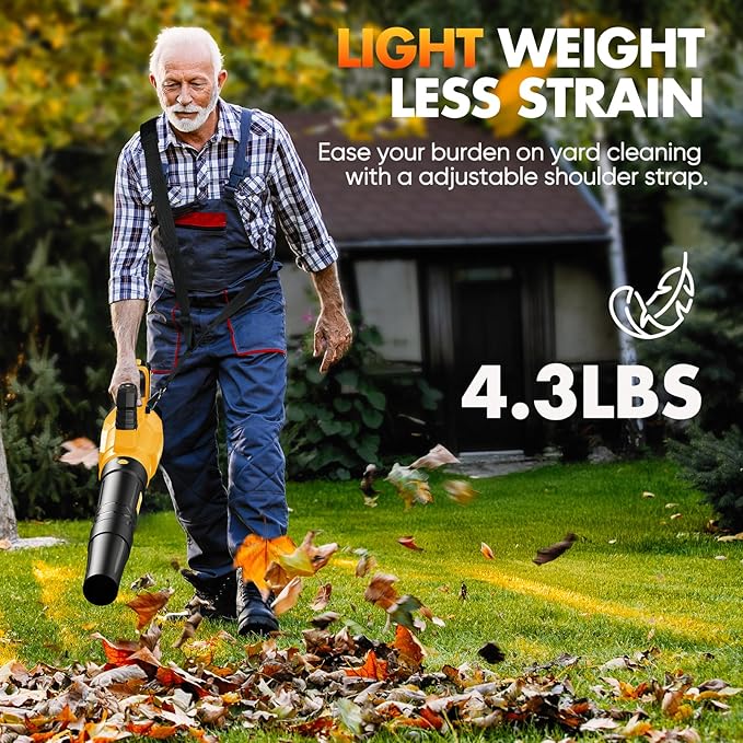 Leaf Blower Cordless - 2025 Update 150000RPM & 3 Speed Levels Electric Leaf Blower with 2 x 4.0Ah Battery and Charger, Extension Tube Blower for Lawn Care, Yard, Garage, Blowing Leaves, Dust or Snow
