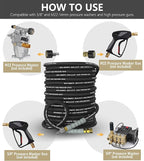 Pressure Washer Hose 75FT 4000 PSI, Kink Resistant Steel Braided Layer & NonMarking Rubber for Hot/Cold Water, High Power Washer Hose With 3/8 Inch Quick Connect & M22 Fitting, Black