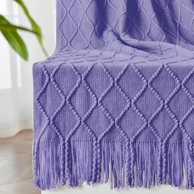 inhand Knitted Throw Blanket for Couch and Bed, Soft Living Room Home Decor Knitted Blanket with Tassel, Outdoor Lightweight Breathable Summer Blanket, Farmhouse Warm Woven Decorative, 50"x60"