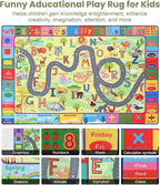 Terrug Kids Rugs for Playroom, Educational Classroom Rug for Kids Room, Washable Nursery Rug Carpet Non Slip Playroom Rug Play Mat for Learning ABC Rug, Numbers, Animal, Colors, Season, 4X6 Feet