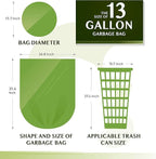 Compostable Trash Bags - FORID 13 Gallon Tall Kitchen Garbage Bags 80 Count Unscented Trash Can Liners 55 Liter Medium Wastebasket Bags for Bathroom Home Bedroom Office Garbage Can (5Rolls/Green)
