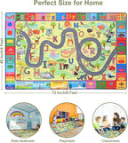 Terrug Kids Rugs for Playroom, Educational Classroom Rug for Kids Room, Washable Nursery Rug Carpet Non Slip Playroom Rug Play Mat for Learning ABC Rug, Numbers, Animal, Colors, Season, 4X6 Feet