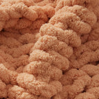 WESHIONGOO Chunky Knit Blanket Throw Knitted Throw Blankets for Couch Bed Fluffy Soft Blanket with Jumbo Chenille Yarn Thick 100% Handmade(Peach Fuzz, 50"×60")