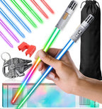 Lightsaber Chopsticks Light Up Star War Chopsticks Light Up Mini Light Saber Chopstick for Adults Cool Chopstick Light Saber Chop sticks Led Chop stick Jedi Chop sticks 12 Modes 1 PAIR