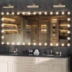 Hasipu LED Bathroom Mirror with Lights, 84" x 40" Hollywood Wall-Mounted Bathroom Mirror with 34 Dimmable Bulbs, 3 Colors Modes, Touch Control, Anti-Fog, Memory Function, Shatter-Proof, ETL Listed