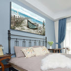 amatop Extra Large Wall Art for Living Room Rustic Coastal Décor Canvas Print Seagull Vintage Ship Sea Bird Artwork Blue Nature Big Beach Landscape Painting Seaside Ocean Picture for Bedroom Décor