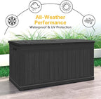 260 Gallon Deck Box Extra Large, Outdoor Storage Box Lockable, Patio Storage Box Waterproof and UV Resistant, 440lbs Load Capacity for Garden, Patio, Pool (Black)
