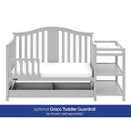 Graco Solano 4-in-1 Convertible Crib and Changer with Drawer (Pebble Gray) – Crib and Changing Table Combo with Drawer, Includes Changing Pad, Converts to Toddler Bed, Daybed and Full-Size Bed
