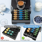 EVERIE Crystal Tempered Glass Organizer Drawer Holder Compatible with Nespresso Vertuo Capsules, Compatible with 21 Big or 30 Small Vertuoline Pods, NP01S