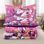 Tailor Shop Girls Twin Bedding Set Pink Purple Unicorn Girls Comforter Set Kids Bedding Sets for Girls All Season with 1 Pillowcase………
