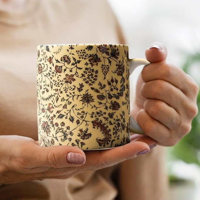 Maison d' Hermine Coffee Mug with Handles Tea Cups (15 Ounce, Pack of 2) | Fine Bone China Coffee Mugs for Hot Beverages Cappuccino Latte Home Restaurant Hotel Spring Summer -Lakshmi