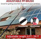 24ft Water Fed Pole Kit,Window Cleaning Poles,Water Fed Cleaning Brush,Aluminum Outdoor Window Cleaner,Extendable Telescopic Pole Water Fed Brush Spray Washer for Window Glass/Solar Panel