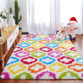Tepook Fluffy Colorful Rug for Kids, Shaggy Soft Rainbow Area Rugs for Girls Bedroom, Indoor Modern Geometric Moroccan Rugs Plush Girls Kids Rug for Playroom Teens Room Nursery Home Decor, 3 X 5 ft