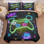 Gamer Comforter Sets for Boys, Twin Boys Bedding Set, 5 Piece Bed in a Bag Twin Boys, Teen Boy Comforter Set, Gamer Bedding Set with Flat Sheet, Fitted Sheet