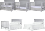 Cape Cod 5-In-1 Convertible Crib In Pebble Grey, Greenguard Gold And JPMA Certified, Built Of Sustainable New Zealand Pinewood, 3 Mattress Height Positions