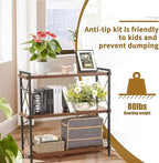 Industrial Bookshelf,Rustic Open Shelf Bookcase,3 Tier Book Shelf for Bedroom Office Living Room,Small Bookshelf for Small Spaces with Metal Frame