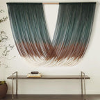 Macrame Wall Hanging Dip-Dye Green Boho Wall Decor Chic Fiber Yarn Wall Art Craftsmanship Bedroom Livingroom Nursery Apartment Home Decor 57" W x 35" L