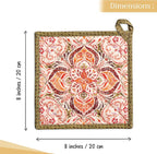 Maison d' Hermine Pot Holders 100% Cotton Potholders (8" x 8", Pack of 2) | Heat Resistant Hot Pads with Loop BBQ Cooking Baking Hotel Kitchen Handling Hot Pans Thanksgiving Christmas - Damask