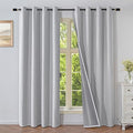 Blackout Curtains 90 Inch Length 2 Panels Set, 100% Black Out Textured Thermal Curtains, Grommet Privacy Light Blocking Drapes for Living Room Bedroom Luxury Deco(52W × 90L inch, Off-White)