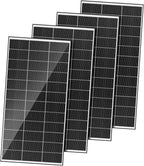 Bifacial 800 Watt Solar Panels 200 Watt Solar Panel 4 Pack 18BB Monocrystalline A+ Cell High-Efficiency Module PV Power Charger Homes Camping RV Battery Boat Caravan Other Off-Grid Applications
