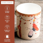 Maison d' Hermine Coffee Mug with Handles Tea Cups (12 Ounce, Pack of 1) | Fine Bone China Coffee Mugs for Hot Beverages Cappuccino Latte Home Restaurant Hotel Spring Summer -Ibiza - Beige - Feather